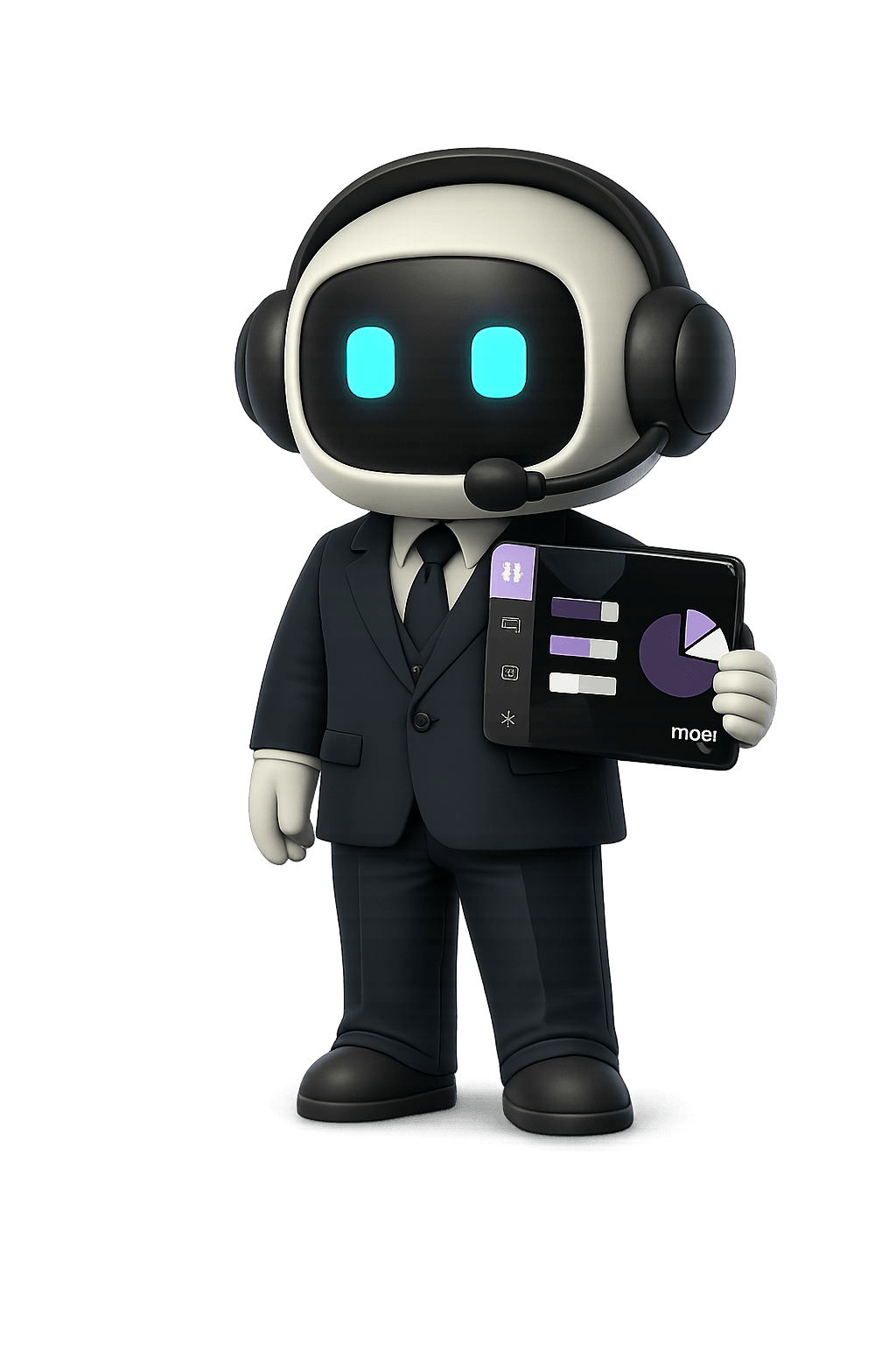 Robot profesional con tablet en mano